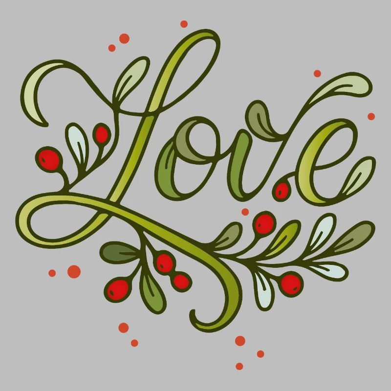 Lettrage d’amour avec des branches de baies rouges
