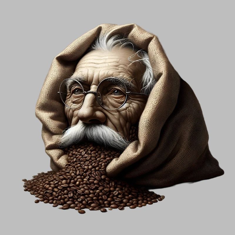 Mann in Kaffeebohnen