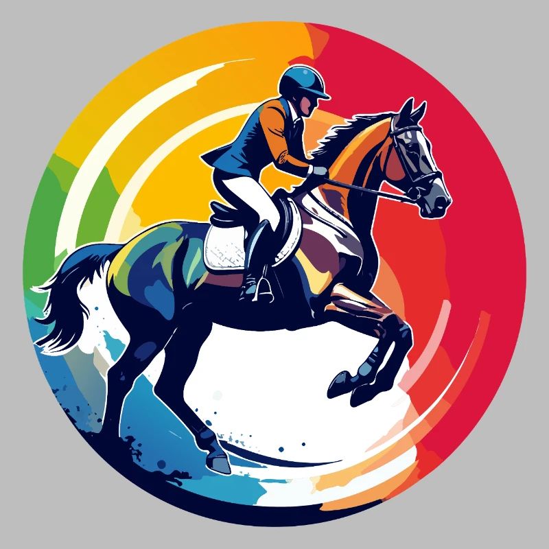 Regenbogen Springpferd Pferd Springreiten Motiv