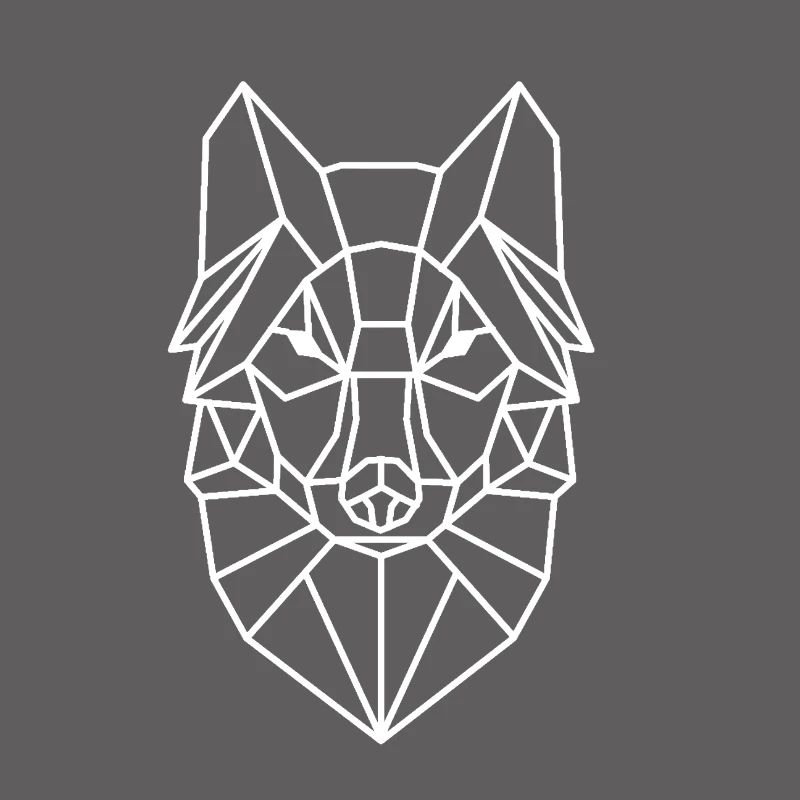 Geometric Wolf Head Line Style