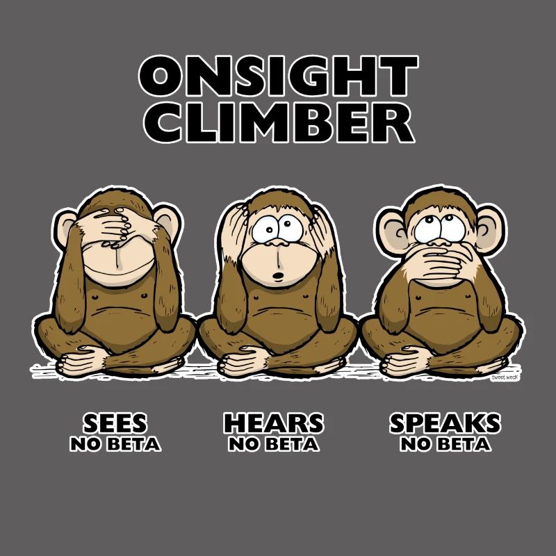On Sight climber three wise monkey climbing t-shirt