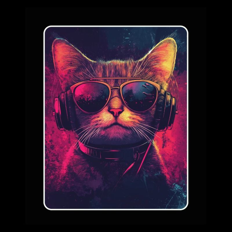 Chat DJ cool avec des lunettes de soleil