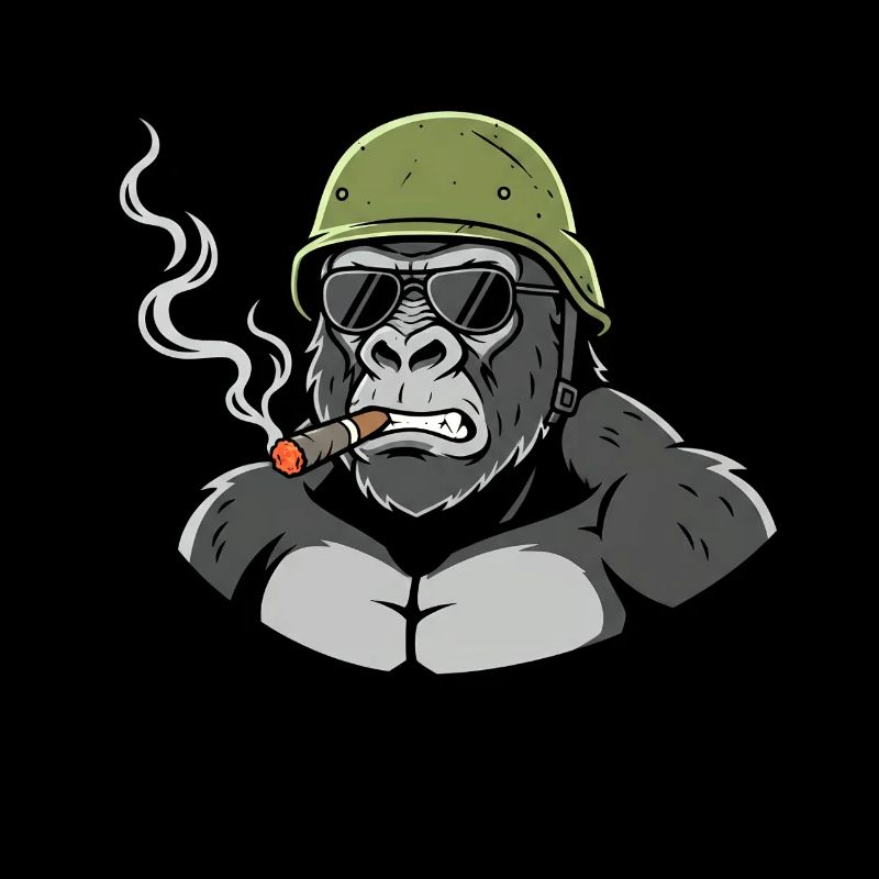 Gorilla Commando mit Zigarre
