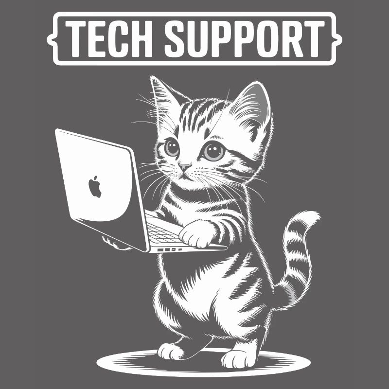 Support technique amusant, chat mignon, informatique ironique