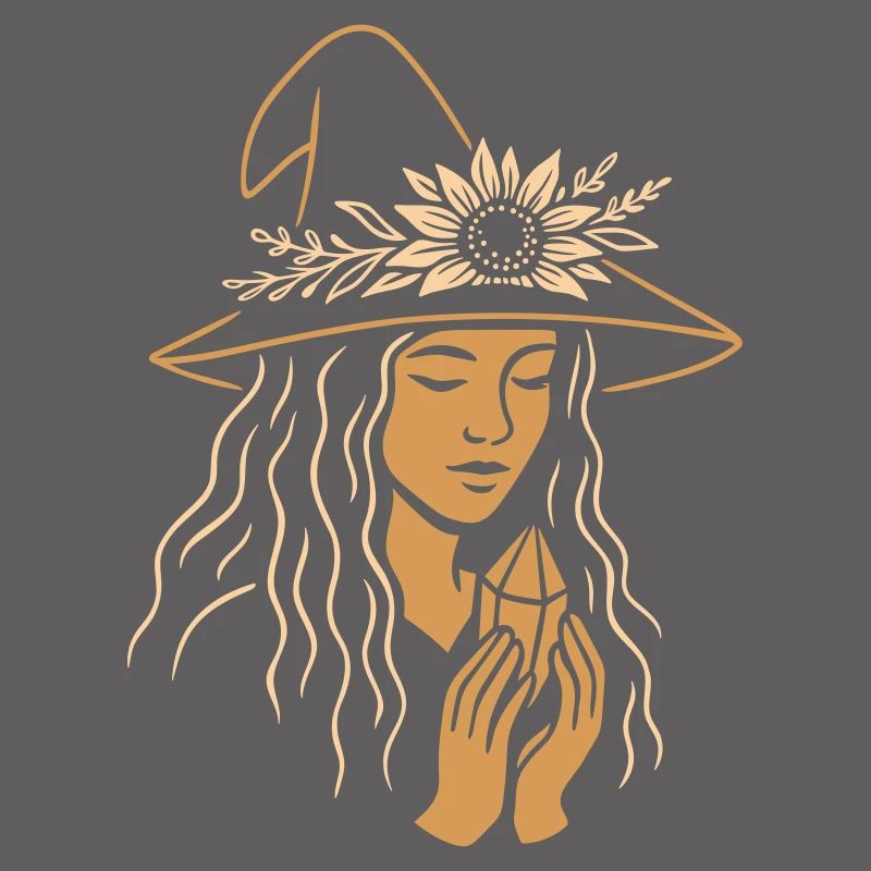 Sorcière en été avec cristal - Midsummer Litha