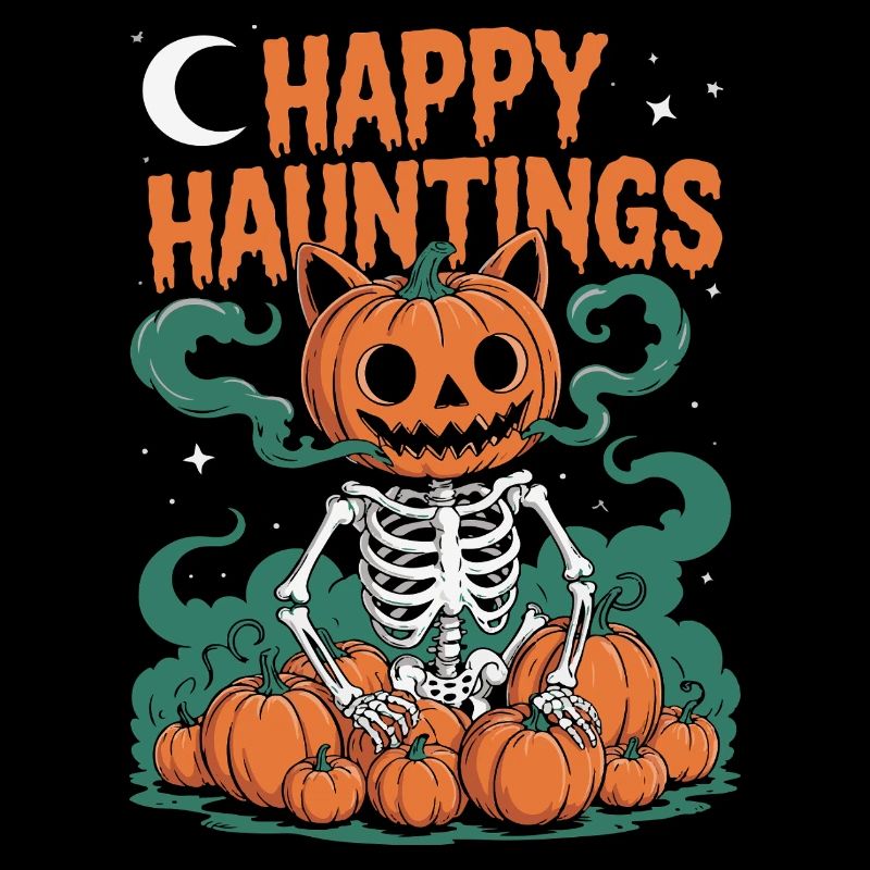 Spooky Jack-o'-Lantern Skeleton Halloween Design