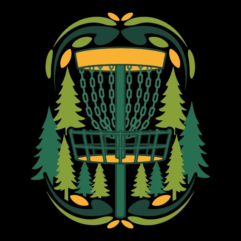 Forest Disc Golf Basket Flying Disc Scene