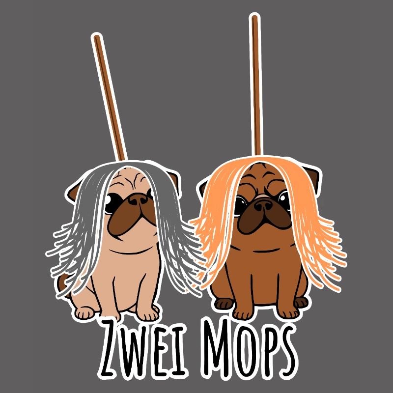 Zwei Mops - Hunde oder Putzgeräte? Hunde Humor?