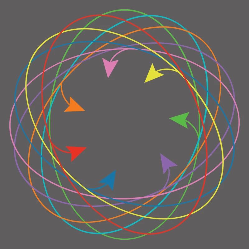 Seven colored circles
