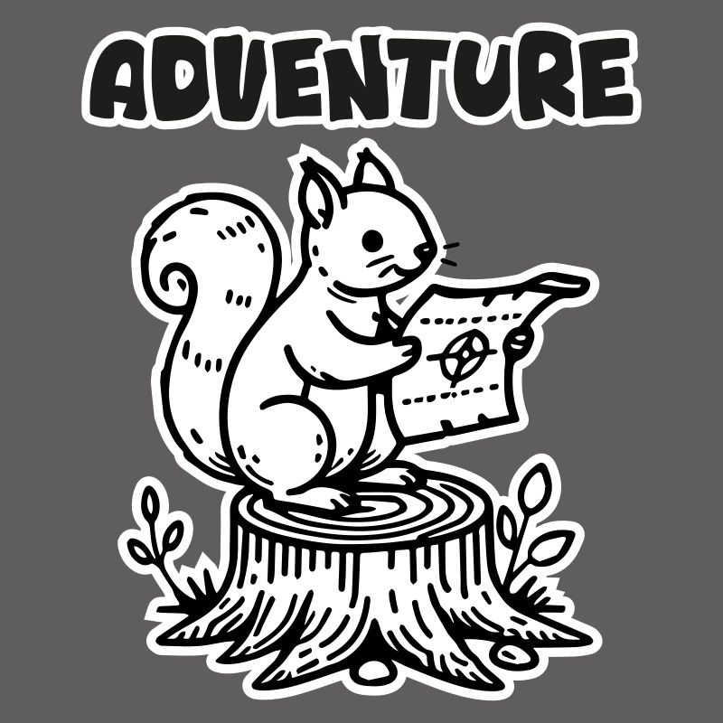 Squirrel Holding a map - "Adventure" Design