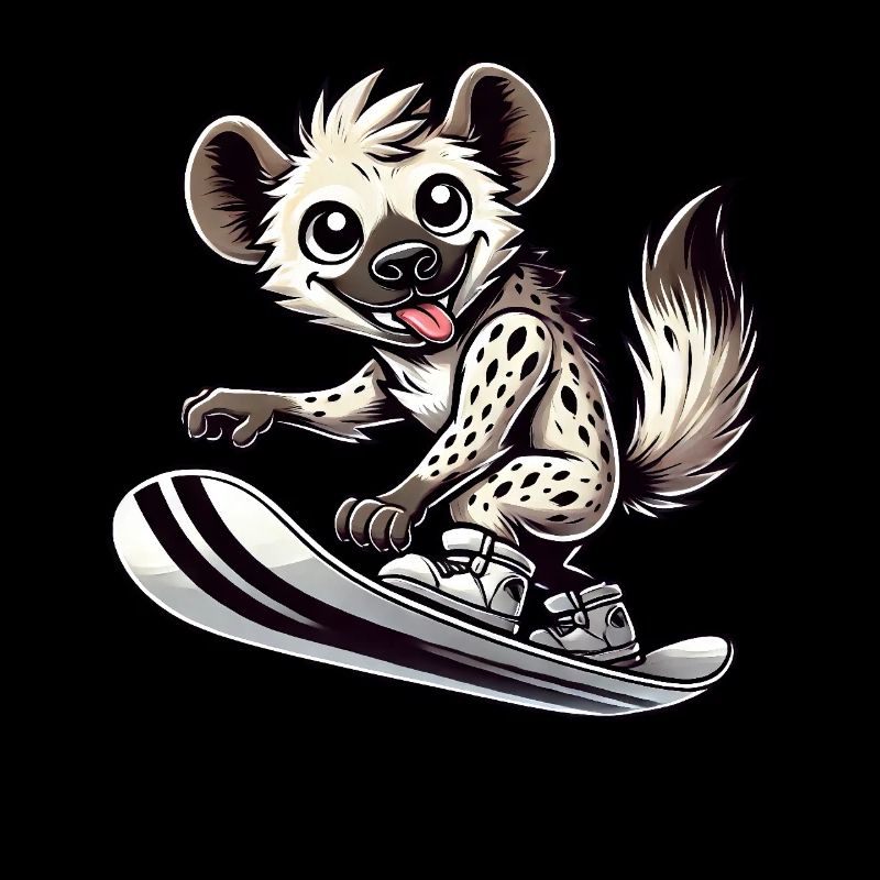 Hyäne Snowboard Comic Wintersporturlaub
