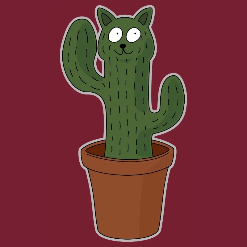 Chat comme cactus dans un pot de fleurs