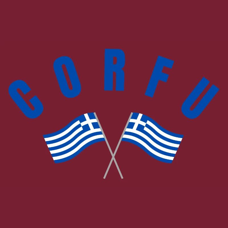 Corfou avec drapeaux grecs croisés