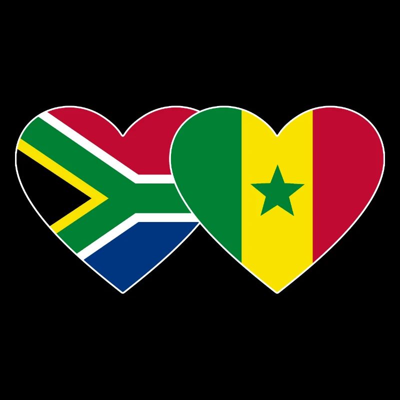 Afrique du Sud Sénégal Drapeau Mains Coeur Forme