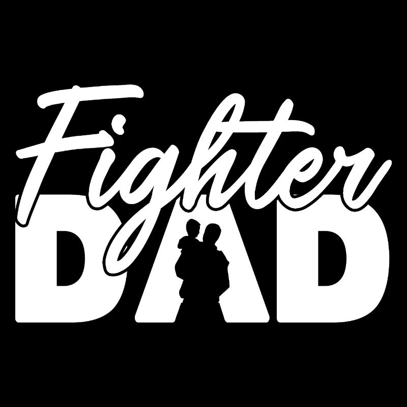 Papa combattant silhouette blanche Silhouette audacieuse Slogan Art