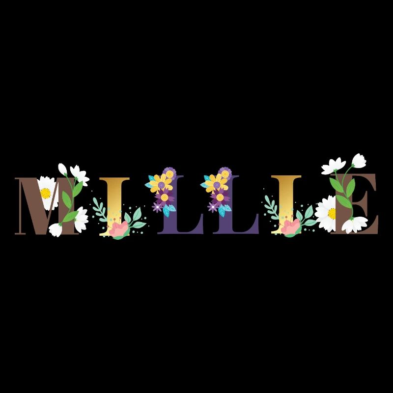 MILLIE Name Art avec fleurs brodées