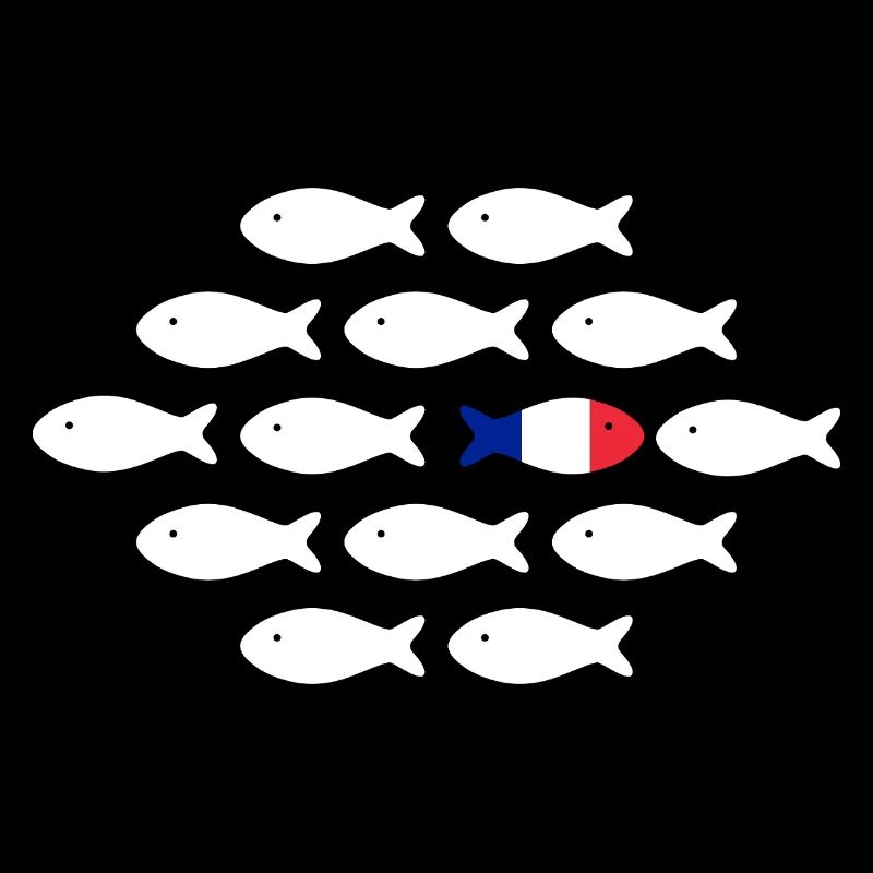 Fish in rows with tricolor fish