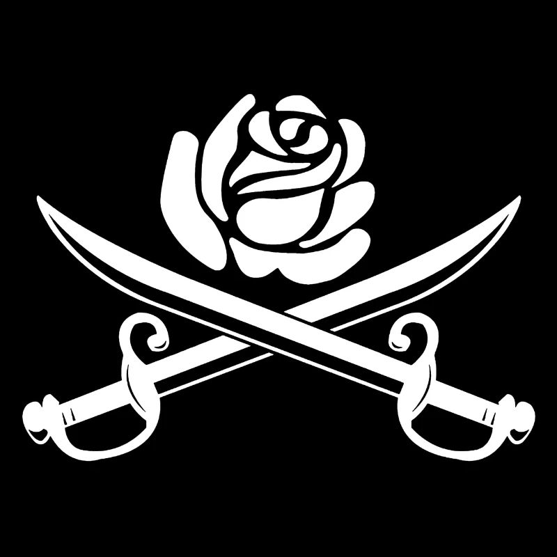 Rose blanche et épées croisées