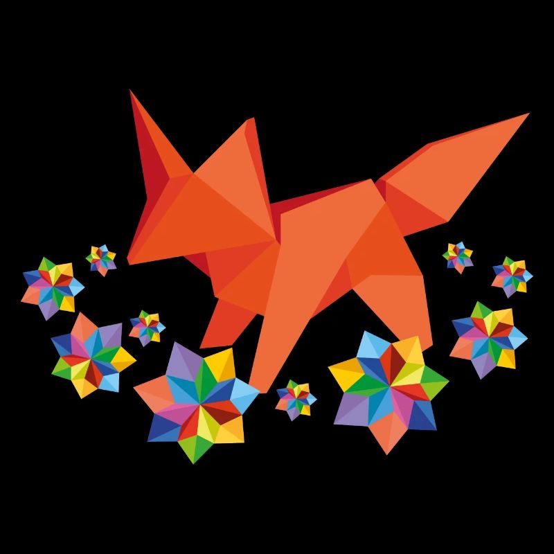 origami fox with flowers