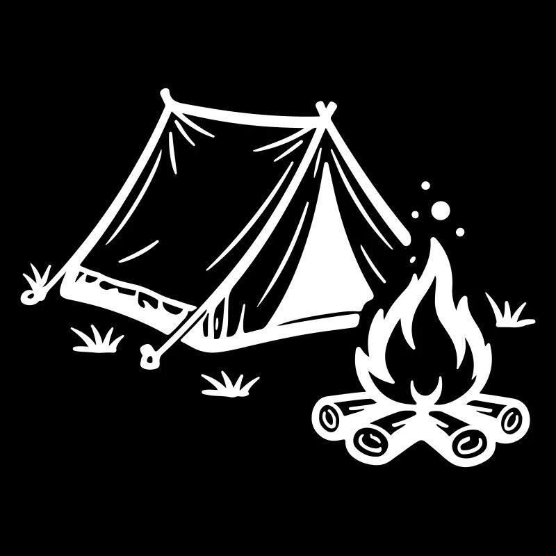 Camping sur le feu de camp sous tente