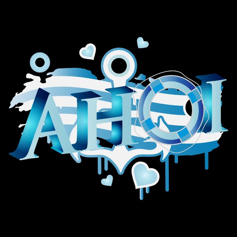 salutation d’un marin maritime avec lettrage Ahoi Graffiti