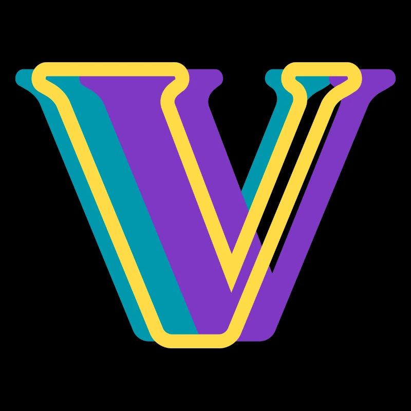 Lettre V multicolore