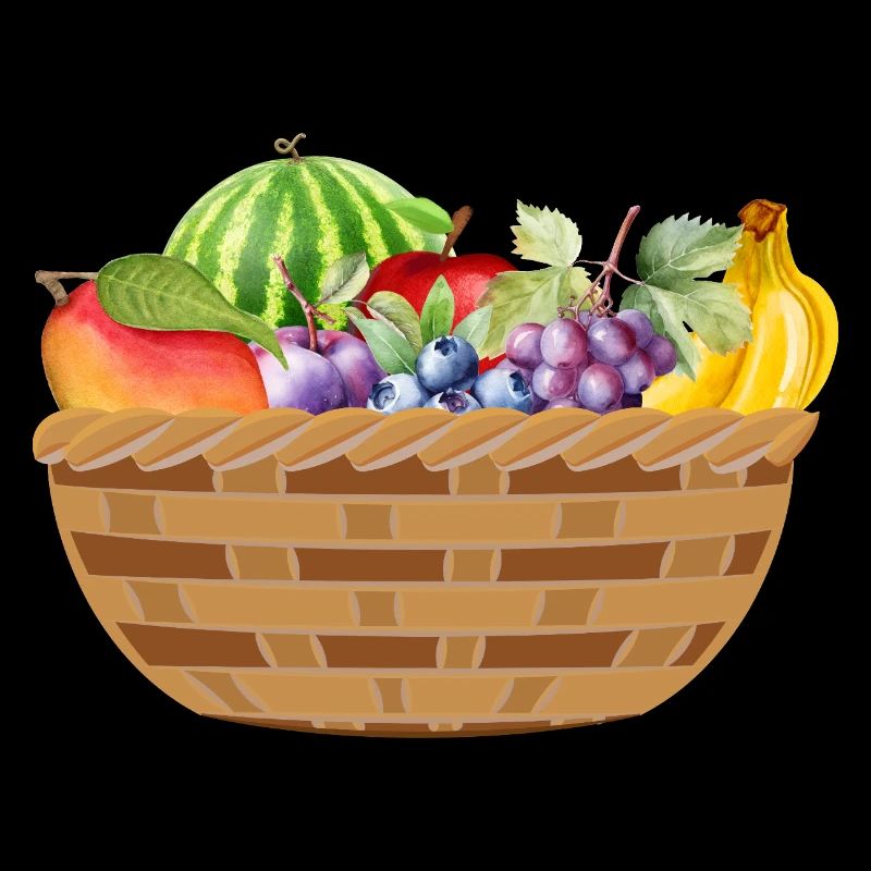 Früchtekorb mit buntem Obstmotiv