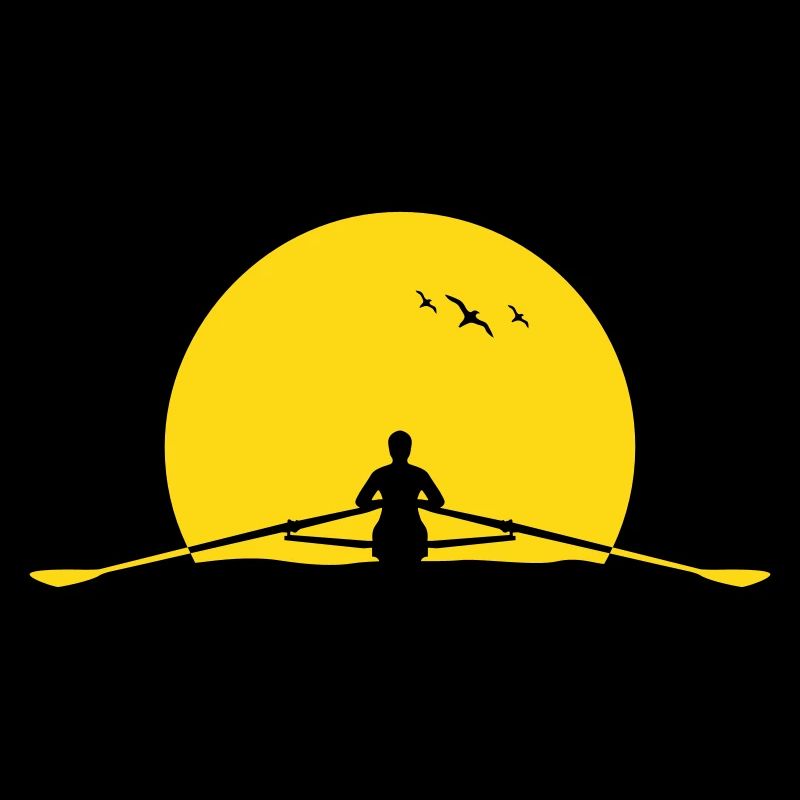 Coucher de soleil rameur aviron crânes d’aviron