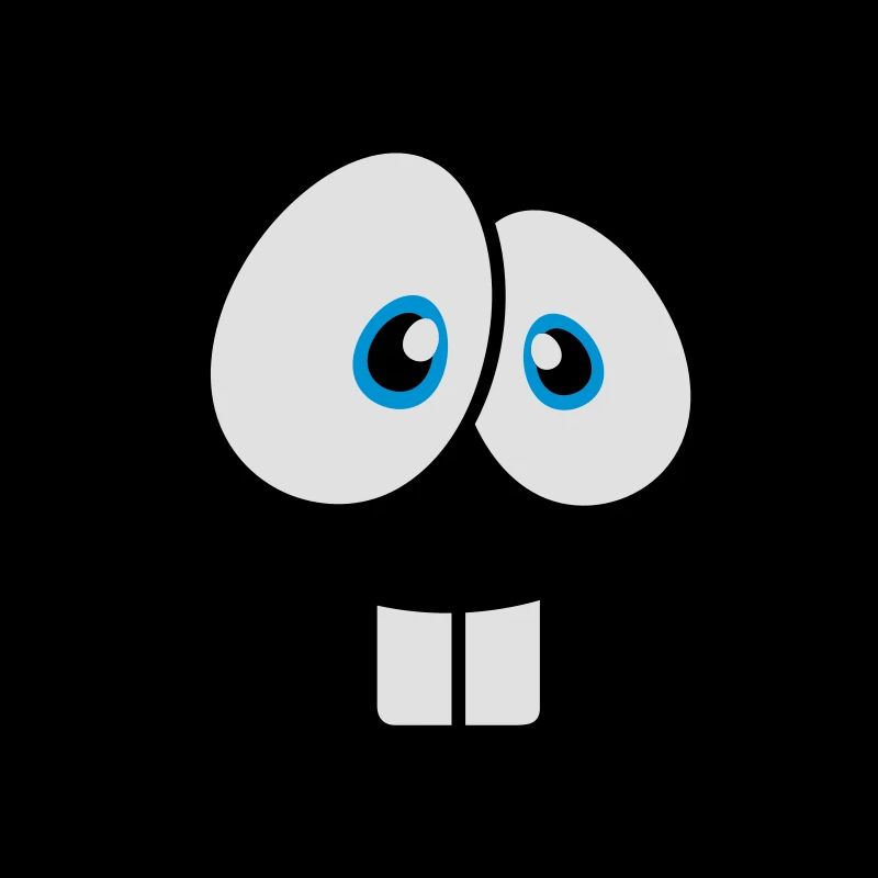 Grinning comic face with big bunny teeth