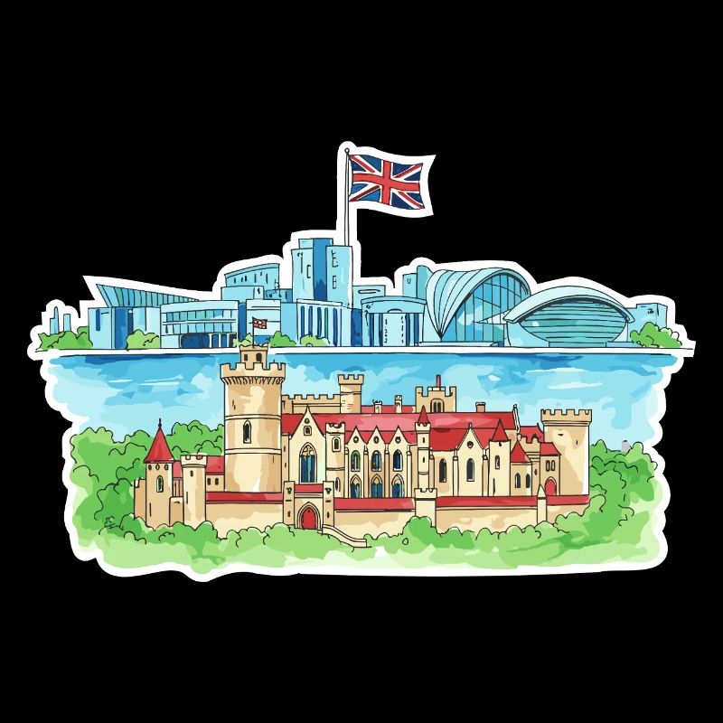 Cardiff Skyline Castle Millennium Centre Wales Kunst