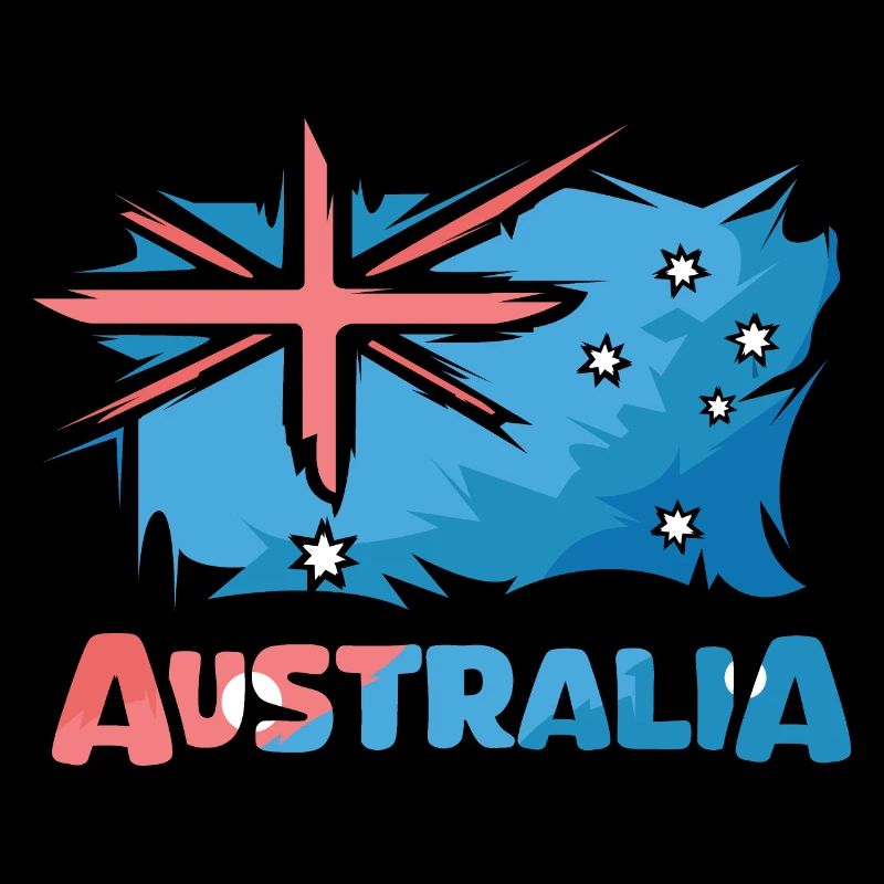 Australia Flag Comic Illustration Icon Logo