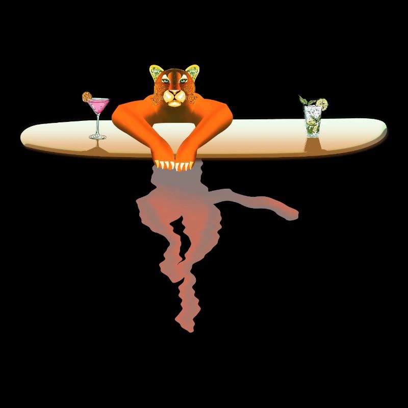 Chat sur une planche de surf