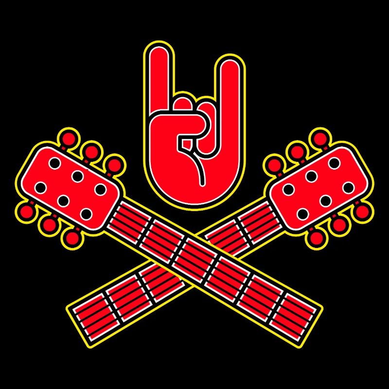 Crossed Guitars with Rock Hand Emblem