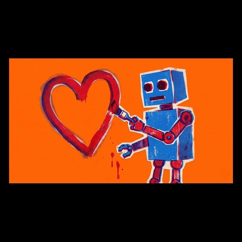 Robotherz auf Neonorange Hintergrund