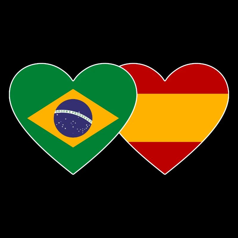 Brésil Espagne Drapeau Coeur