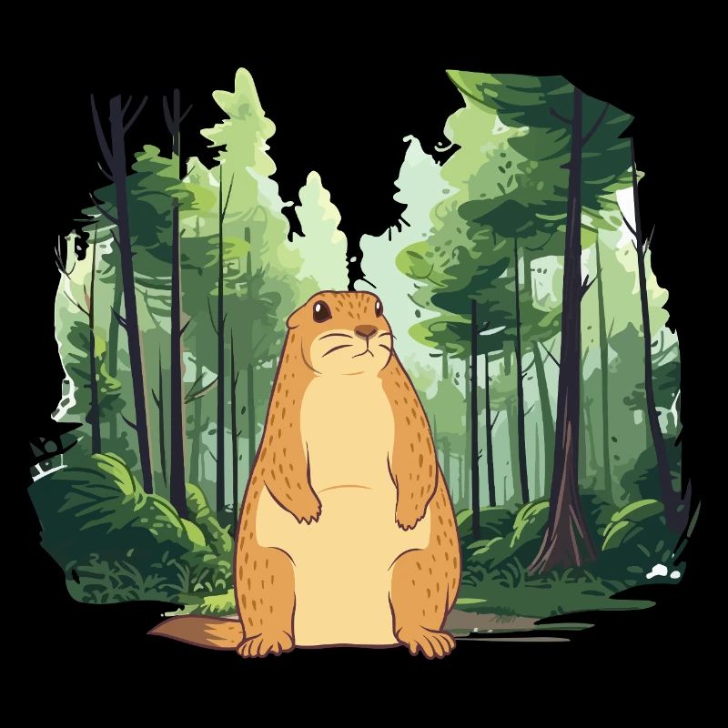 Strong groundhog nature landscape