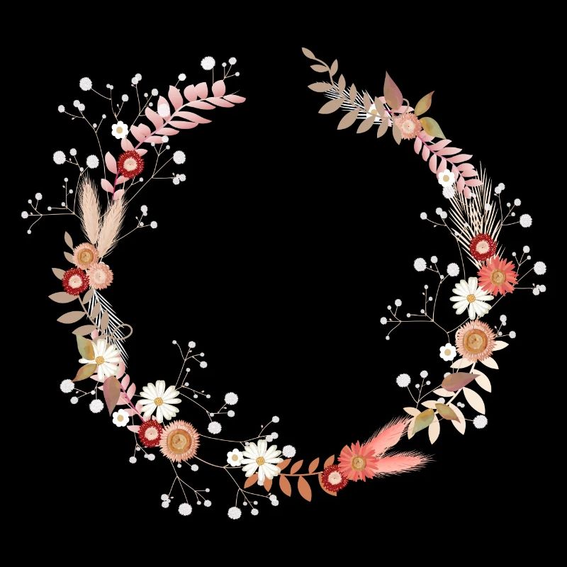 Couronne de fleurs séchées avec l’Illustration de l’haleine de bébé