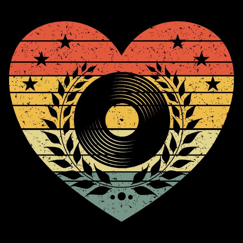 Vintage Herz mit Schallplatte – Retro Musik Design