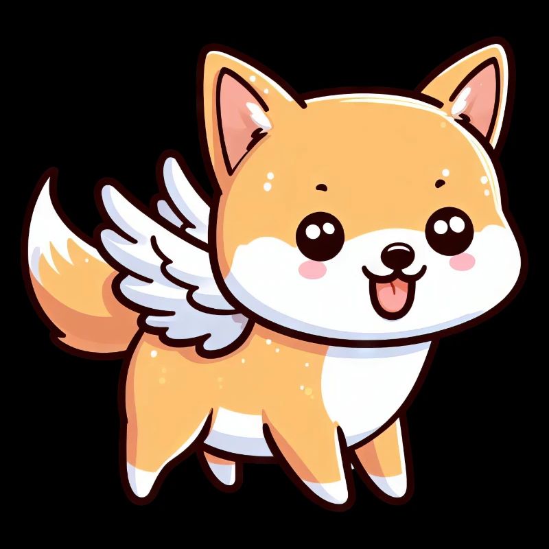 Süßer Shiba Inu-Engel im Comic-Stil
