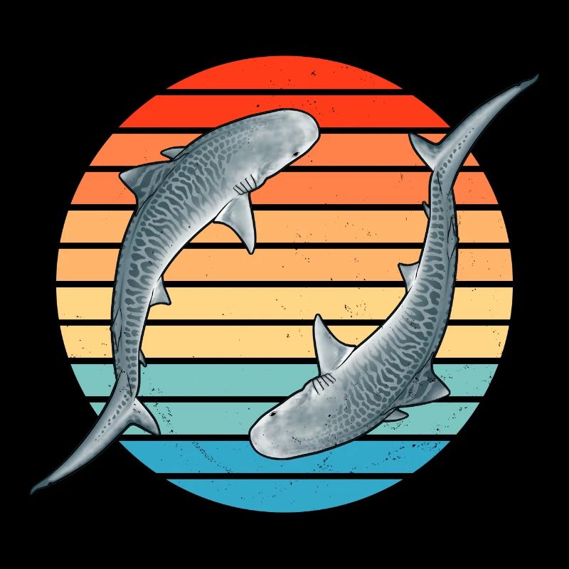 Tiger Shark Retro Sunset