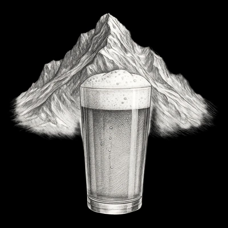 Bergblick mit Bierglas