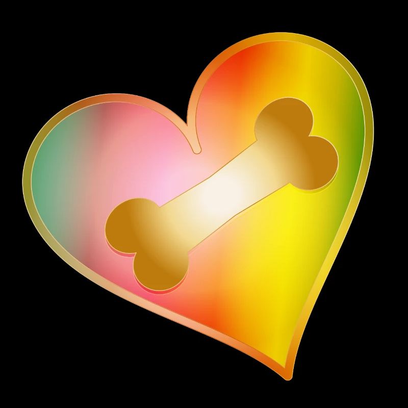 Rainbow Heart with Dog Bones