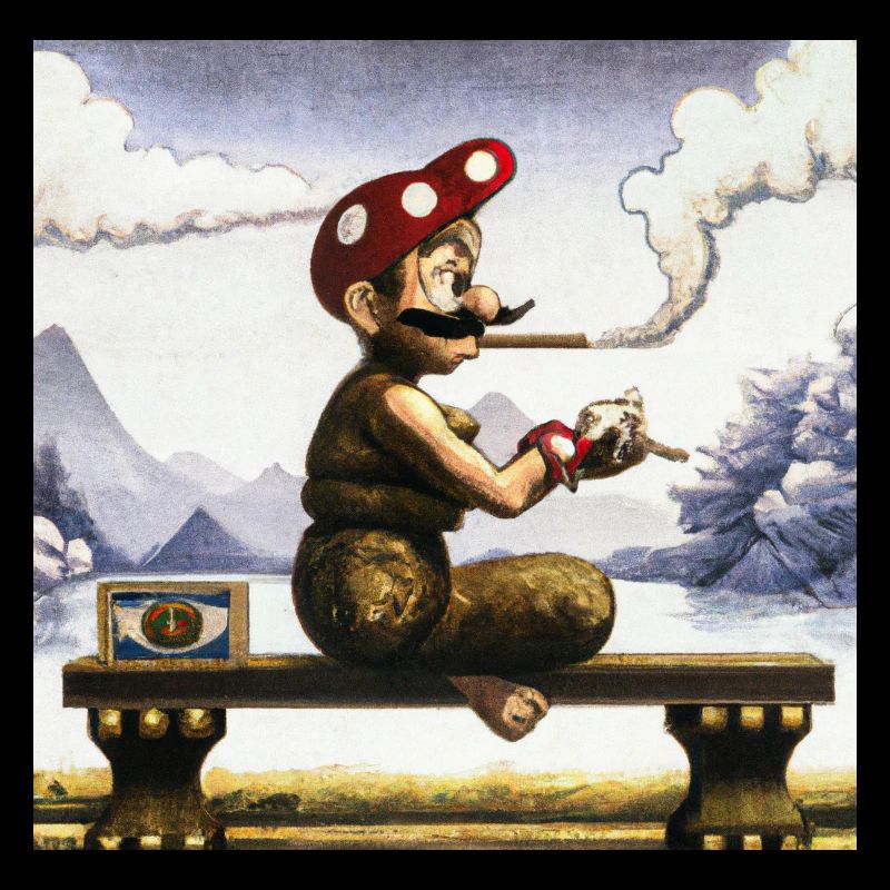 Ukiyo-e Gemälde eines rauchenden Mannes.