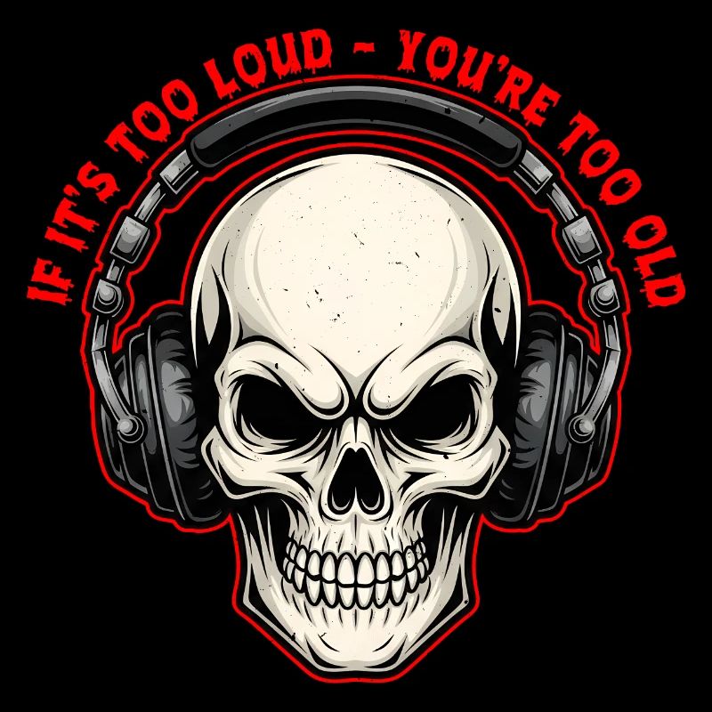 Skull with Headphones Bold Graphic Design 