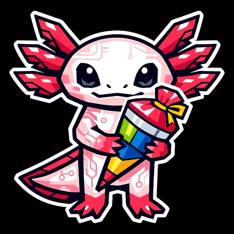 Axolotl avec cône d’école pour l’inscription scolaire