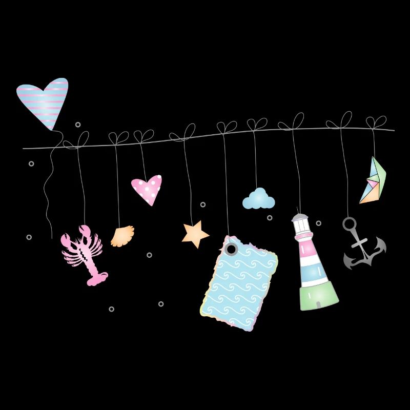 maritime delicate colorful symbols on the clothesline