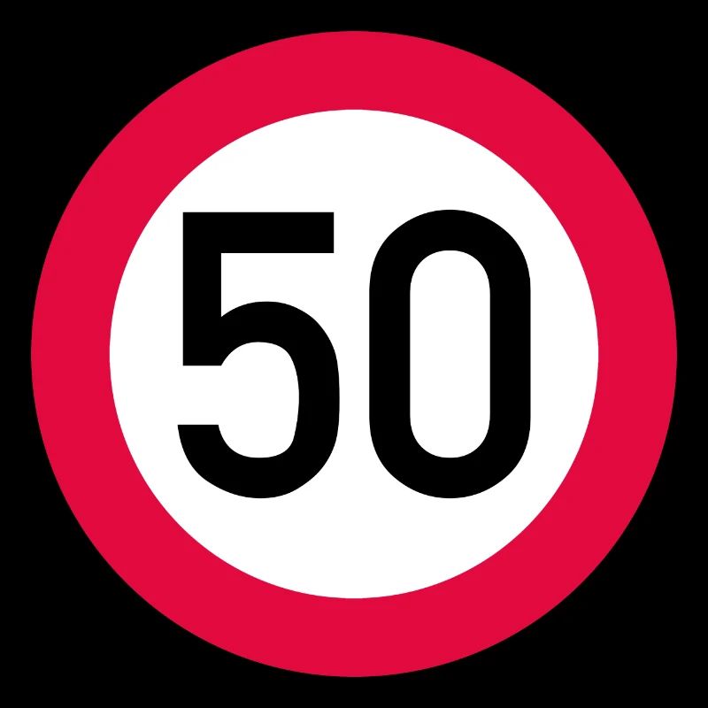 50 ans Attention ! Panneau de signalisation 50 km/h