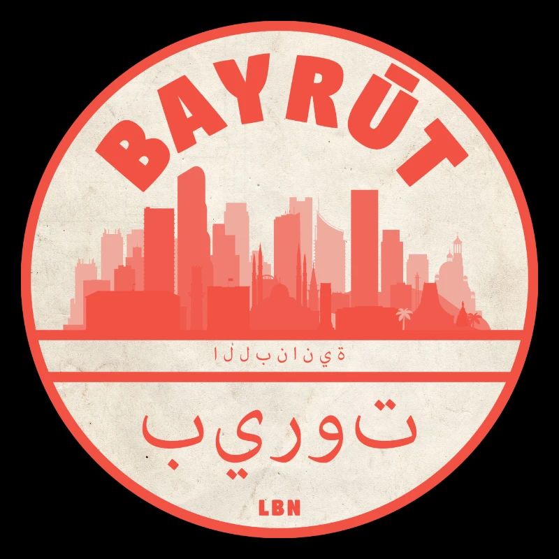 Beirut Skyline Rundlogo Rot