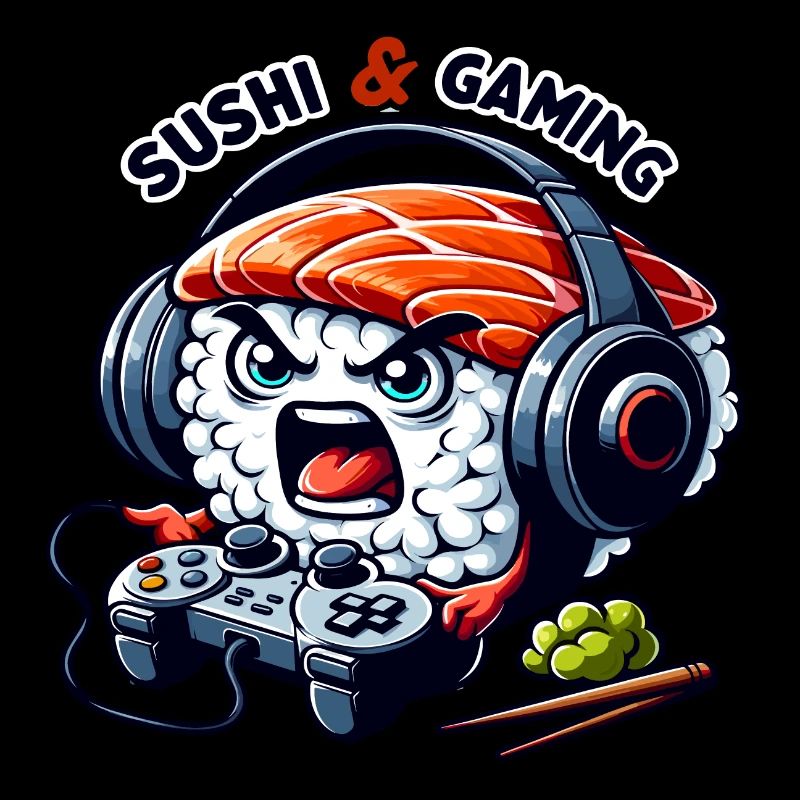 Sushi playing video games