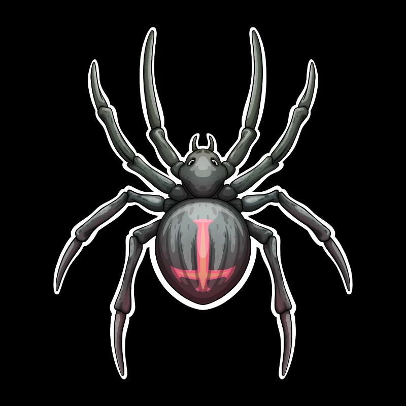 Dunkle Spinne mit rosa Markierungen